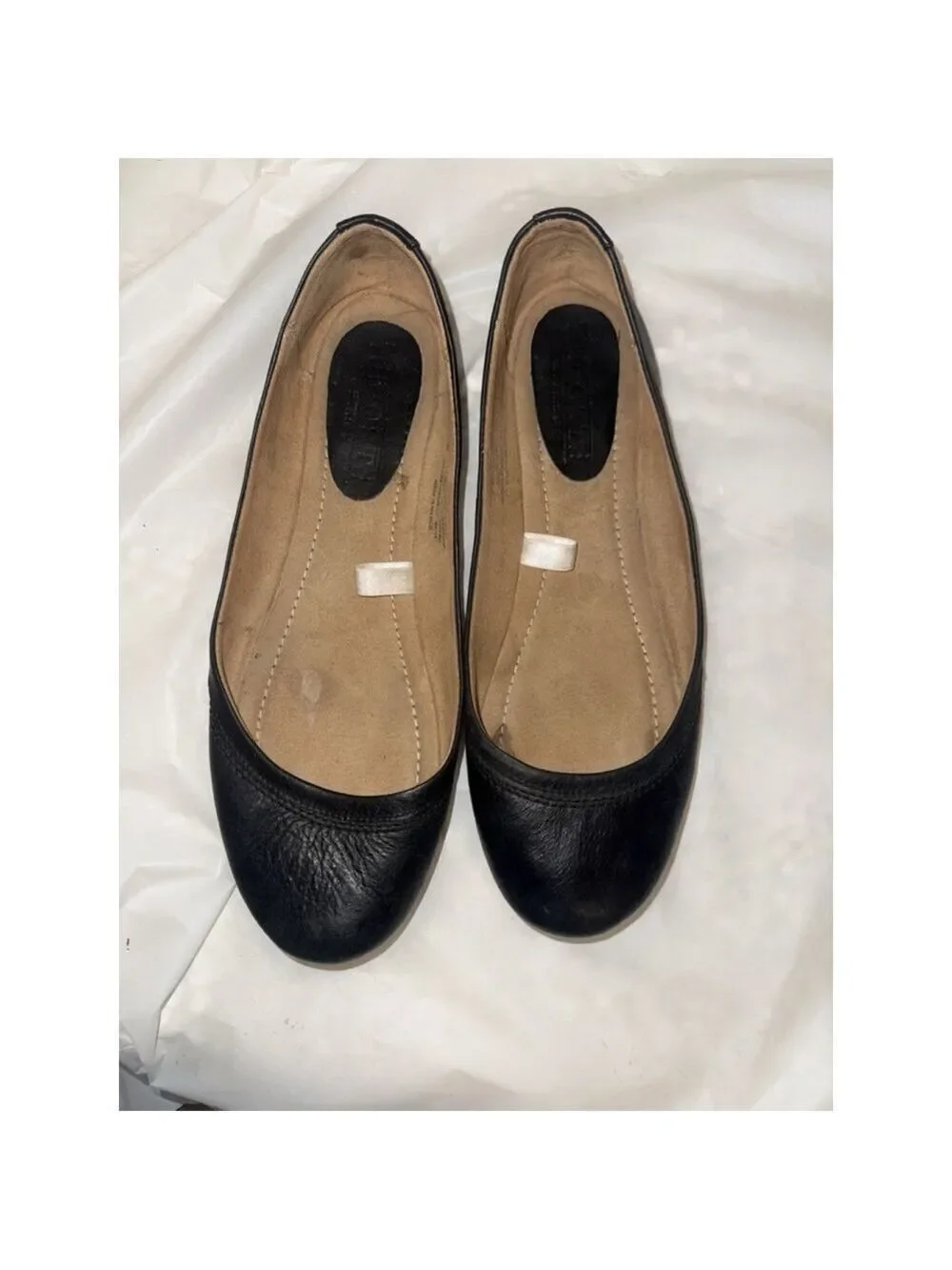 70 Post Paris flat black Leather slip On Mexico size 8